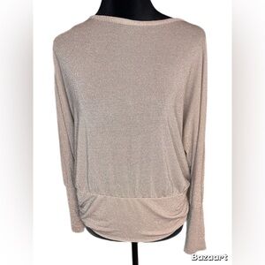 Democracy Shimmering Beige Pullover Blouse